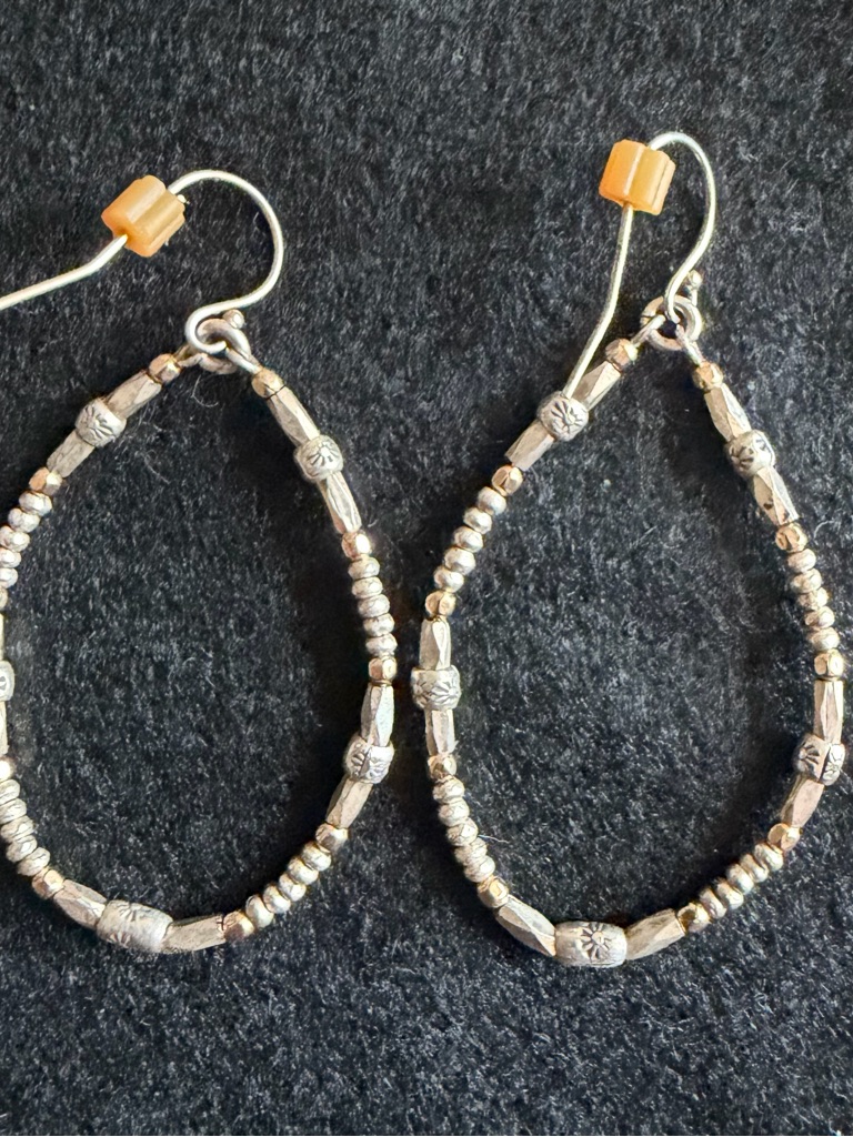 Sundance Sterling Silver Beaded Hoop Earrings With Alternate Gold Beads